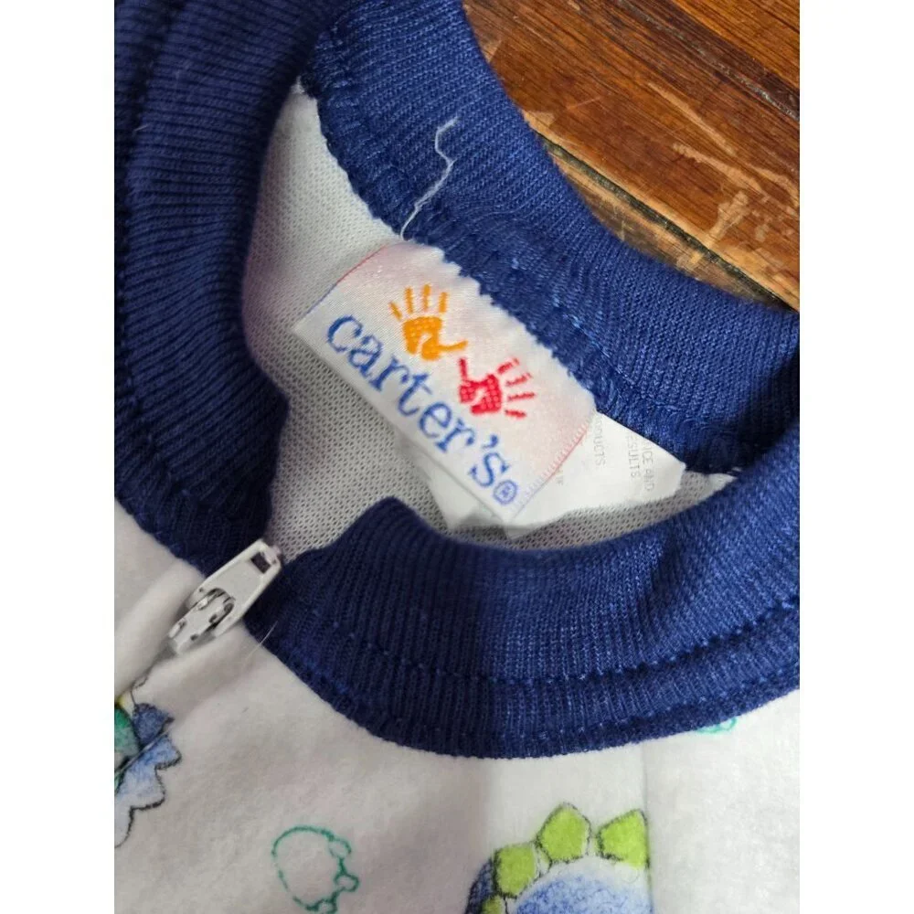 Vintage 90s Carter's Primary Colors Dinosaur Print Footed Bodysuit 0-6 Months